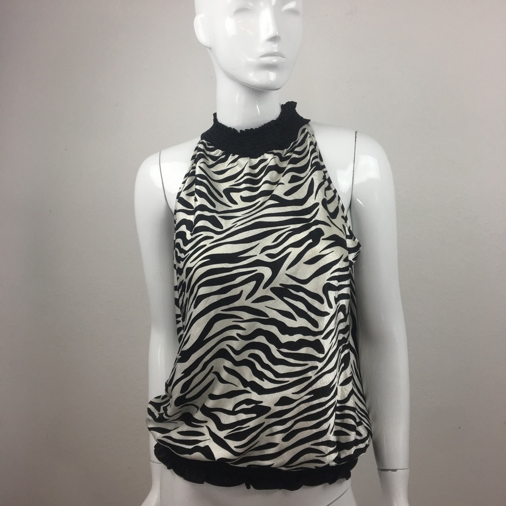 JohnPaulRichard | Zebra Turtleneck Sleeveless Top